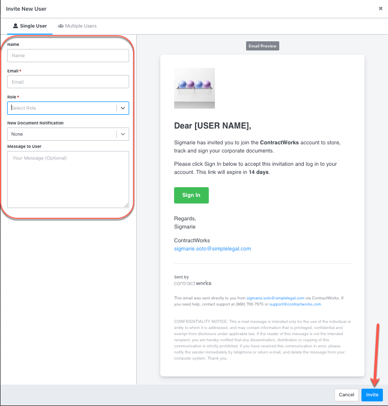 Inviting a User