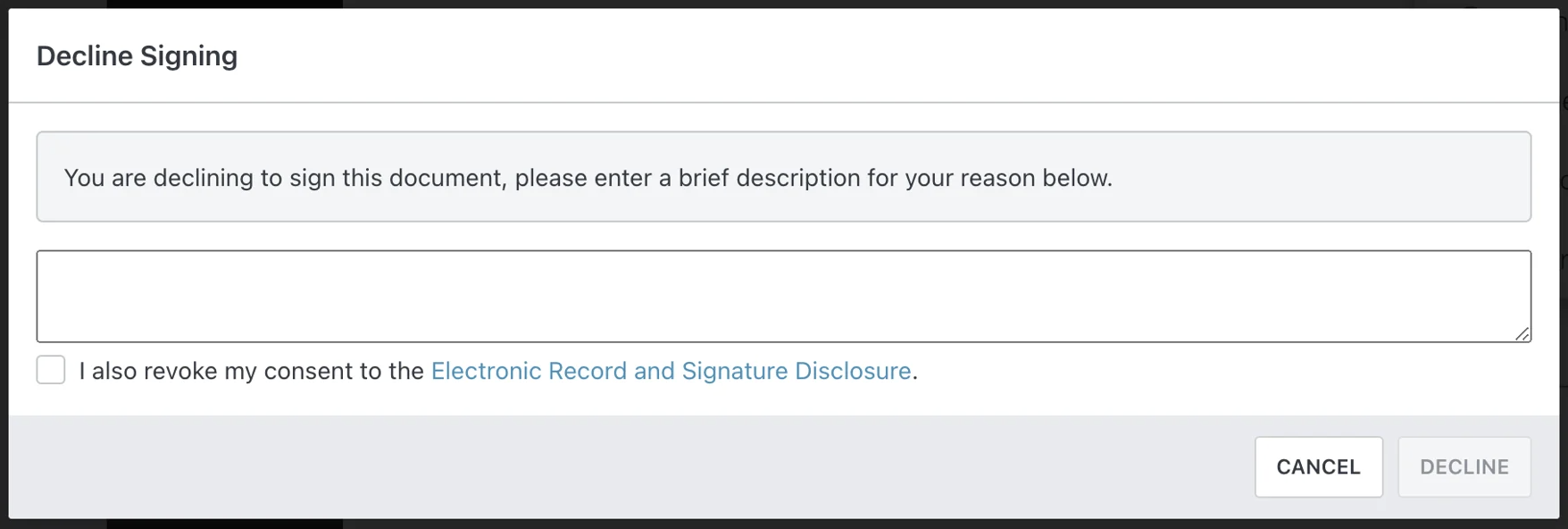 ReadySign - How to Decline to Sign a Document