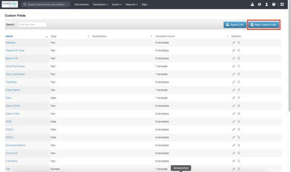 ReadySign - Creating Custom Fields