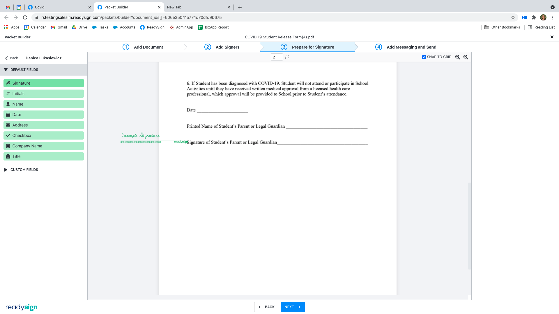 ReadySign - Creating a Template