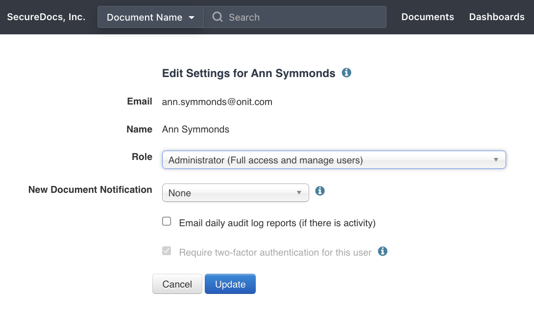 SecureDocs - How to Make an Existing User an Administrator