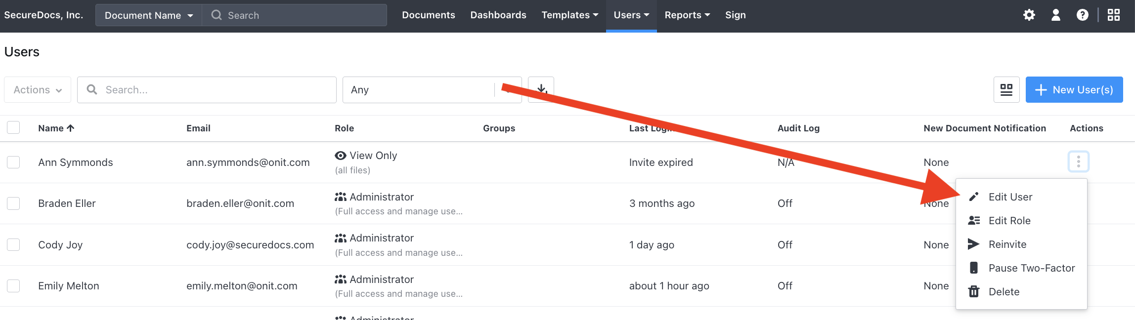 SecureDocs - How to Make an Existing User an Administrator