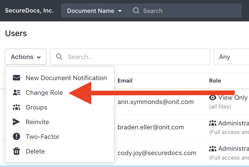 SecureDocs - How to Make an Existing User an Administrator