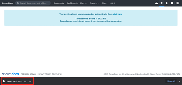 SecureDocs - Create a Room Archive